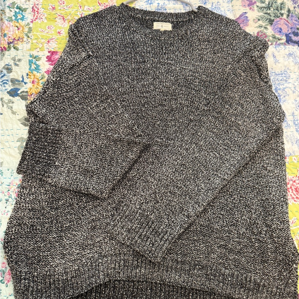 Lou & Grey Women’s Marled Crewneck Sweater - Black & White